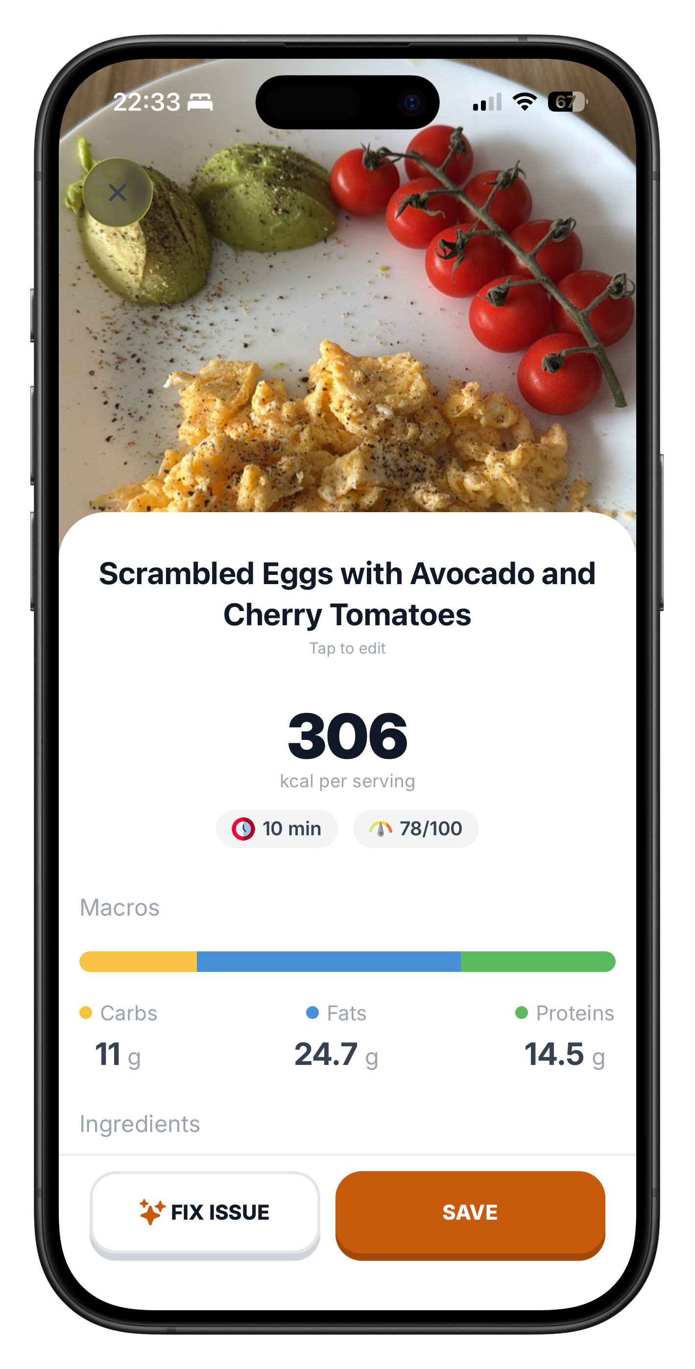 App Zuppy che mostra il conteggio calorie, il registro pasti e il monitoraggio dell'idratazione